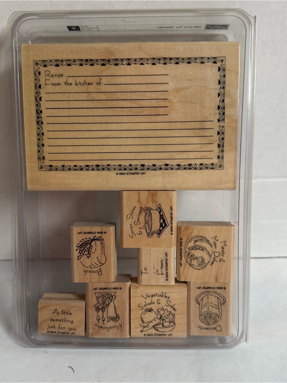 Stampin' Up! Natural Wood Recipe & Food Mini Stamp Set - Brown